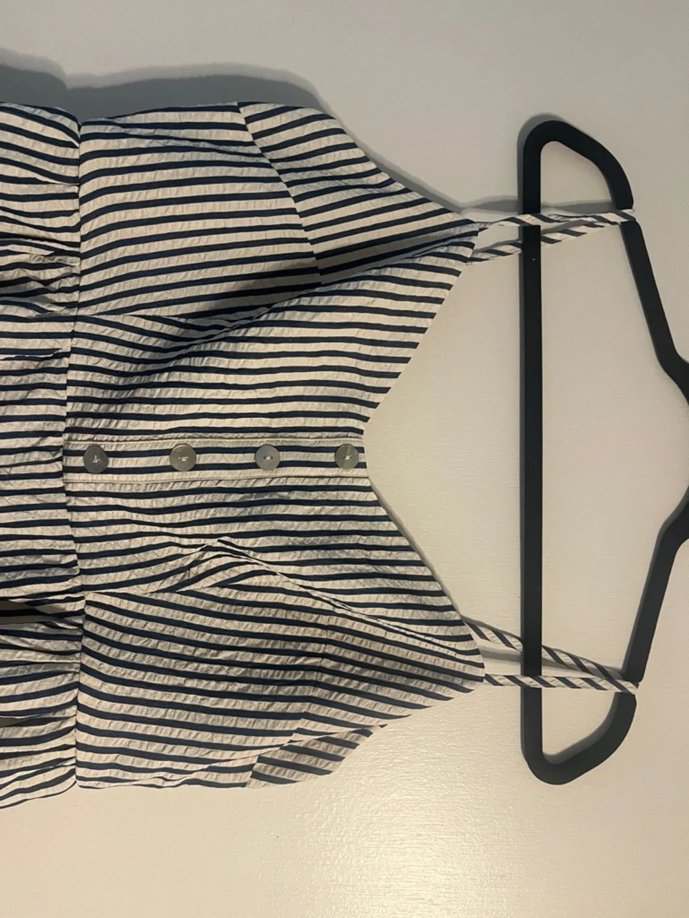 Cupshe White and Navy Striped Wide Leg Jumpsuit